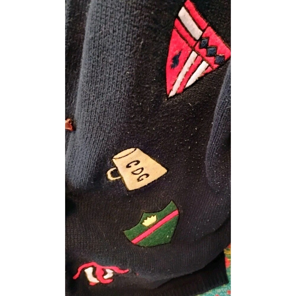 Vtg Cambridge Country Store Cardigan Sweater Mens L Navy Argyle Collegiate 90s
